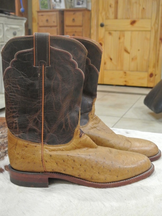 VINTAGE MENS 9 1/2 D JUSTIN OSTRICH BOOTS main image 7